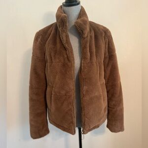 Zara Brown Faux Fur  Jacket Plush Cozy Style. Size Medium.